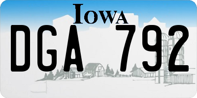 IA license plate DGA792
