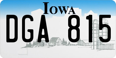 IA license plate DGA815