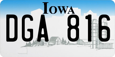 IA license plate DGA816