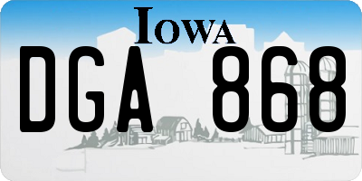 IA license plate DGA868