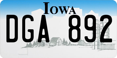IA license plate DGA892