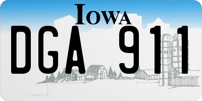 IA license plate DGA911