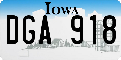 IA license plate DGA918