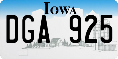 IA license plate DGA925