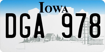 IA license plate DGA978