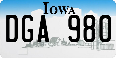 IA license plate DGA980