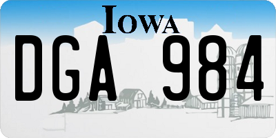 IA license plate DGA984