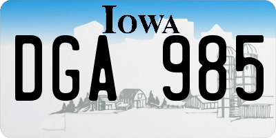 IA license plate DGA985