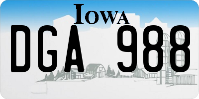IA license plate DGA988
