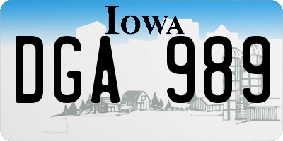 IA license plate DGA989