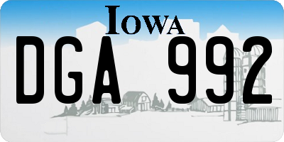 IA license plate DGA992