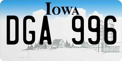 IA license plate DGA996