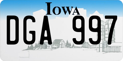 IA license plate DGA997