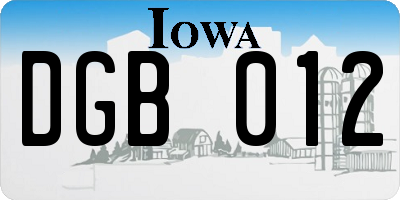 IA license plate DGB012