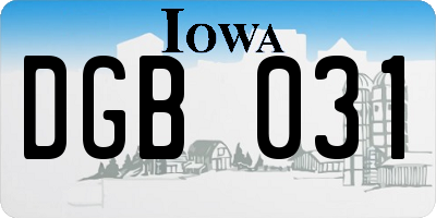 IA license plate DGB031