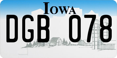 IA license plate DGB078