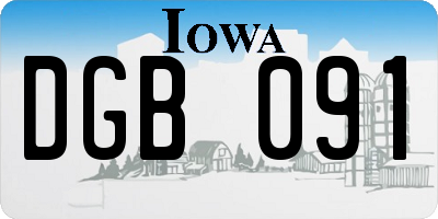 IA license plate DGB091