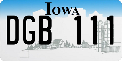 IA license plate DGB111