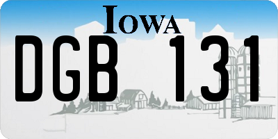 IA license plate DGB131
