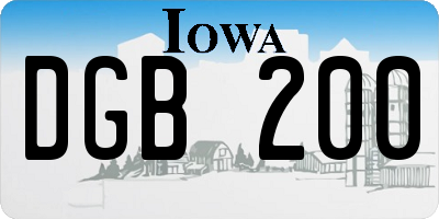 IA license plate DGB200