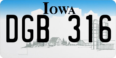 IA license plate DGB316