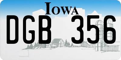 IA license plate DGB356