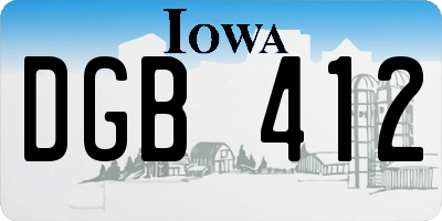IA license plate DGB412