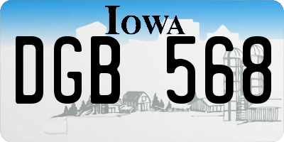 IA license plate DGB568