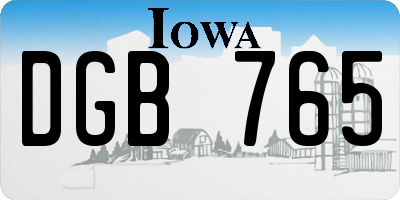 IA license plate DGB765