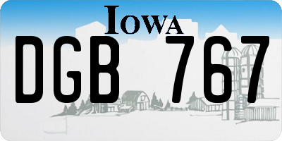 IA license plate DGB767