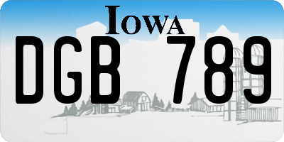 IA license plate DGB789