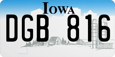 IA license plate DGB816