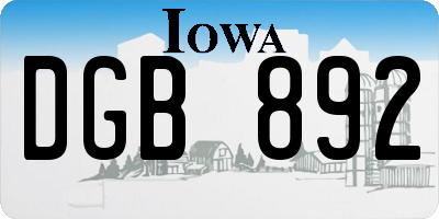 IA license plate DGB892