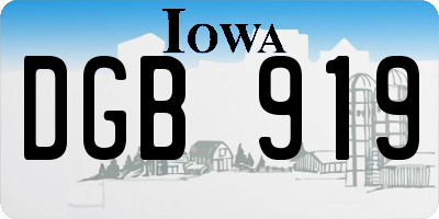 IA license plate DGB919
