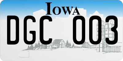 IA license plate DGC003