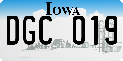 IA license plate DGC019