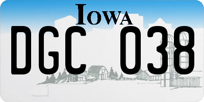 IA license plate DGC038