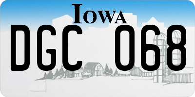 IA license plate DGC068