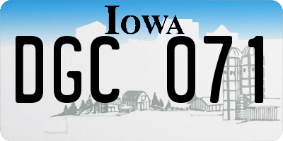 IA license plate DGC071