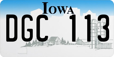 IA license plate DGC113