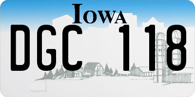 IA license plate DGC118