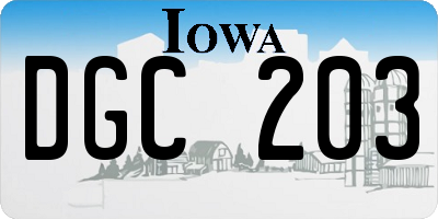 IA license plate DGC203