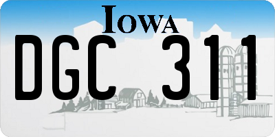 IA license plate DGC311