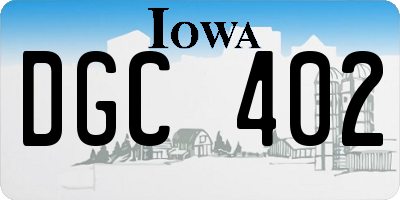 IA license plate DGC402
