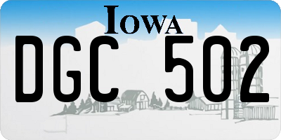 IA license plate DGC502