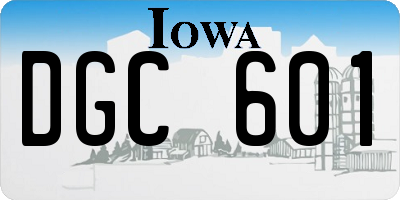 IA license plate DGC601