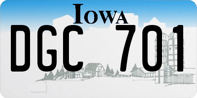 IA license plate DGC701