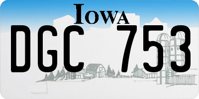 IA license plate DGC753