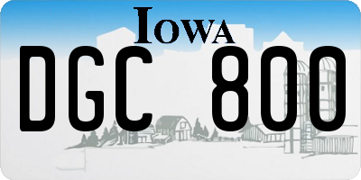 IA license plate DGC800