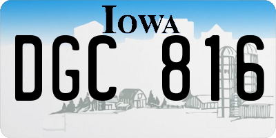 IA license plate DGC816
